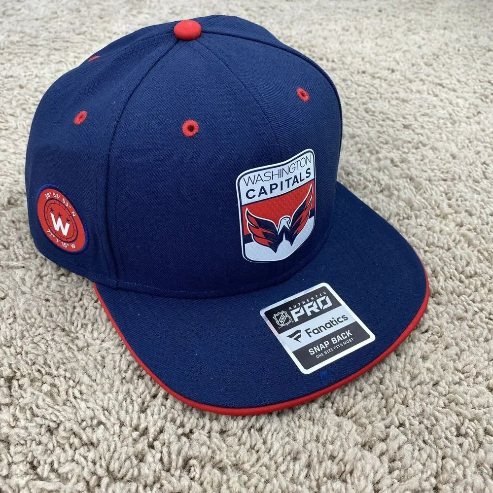 Washington Capitals Hat 2023 NHL Draft Fanatics Pro SnapBack Navy Side Patch Csp